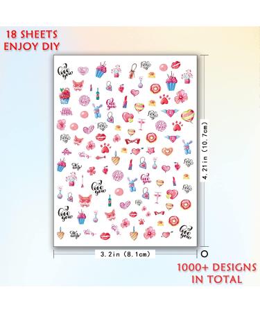 Panda Lips Sunflower Love Heart Fruit Nail Art Stickers Set - 18 Self-Adhesive Sheets for Women, Girls, and Kids | Includes Tweezers and Sticks | Nail Art Decoration - S003-s004 - Buy Online on GoSupps.com