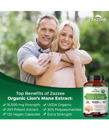 Zazzee USDA Organic Cognitive Support Bundle | 30:1 Bacopa Monnieri Extract Plus Lions Mane Extract Capsules | Non-GMO Vegan & ISO Lab Tested (120 Servings Each) - Buy Online on GoSupps.com