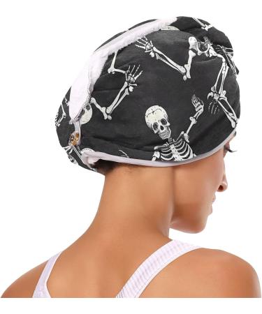 Buy Skeletons Black Hair Towel 2 Pack - Super Absorbent Quick Dry Hair Turbans for Women & Girls - Buy Online on GoSupps.com