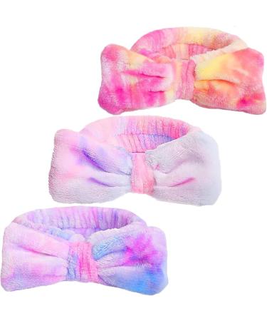 spa headband three-piece headband for washing face face wash headband makeup headband skincare headband face wash bow headband (Gradient Purple Pink and White) - Buy Online on GoSupps.com