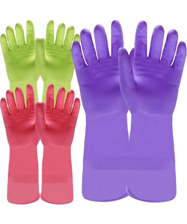 WOTPCRD 3 Pairs Kitchen Dishwashing Gloves Colorful Reusable Kitchen Gloves Anti-Slip Household Cleaning Gloves Rubber Cleaning Gloves Multipurpose Rubber Gloves for Washing Dishes and Cleaning Tasks - Buy Online on GoSupps.com