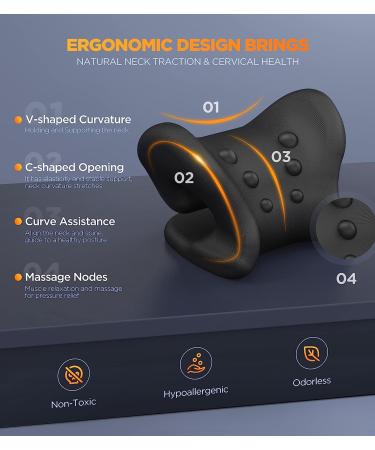 Tinhin 3S Heated Neck Stretcher - 9X Pain Relief - 3X Larger Heating Area - Magnetic Therapy - Cervical Traction Device Pillow - Neck & Shoulder Support - TMJ Spine Alignment - Black - Buy Online on GoSupps.com
