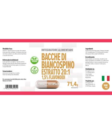 Baie d'aub pine (Hawthorn Berry) 10 000mg quivalent (500mg d'extrait 20:1) 120 g lules v g taliennes 1 5% de flavono des test par un laboratoire ind pendant - Buy Online on GoSupps.com