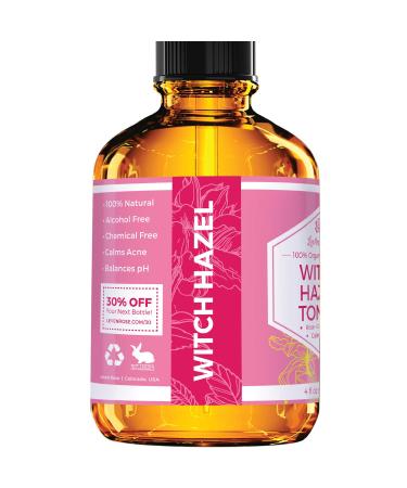 Leven Rose Witch Hazel Toner 100% Pure Organic Facial Rose Water with Calendula, Cucumber & Chamomile Flower - 4 oz - Buy Online on GoSupps.com