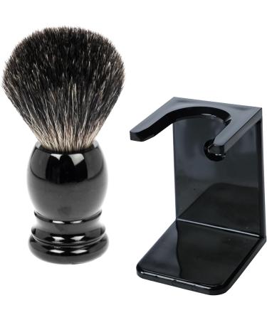 Premium Black Plastic Shaving Brush Holder with Pure Badger Brush - International Shipping Available - Buy Online on GoSupps.com