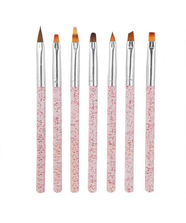 7pcs Nail Art Brush Acrylic UV Gel Painting Drawing Dotting Pen Liner Brush Manicure Tools for Home(Red)