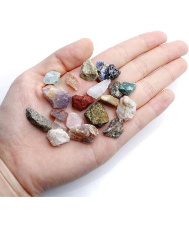 JSDDE Mineral Rock Variety Tumbled Rough Gemstone Meteorite Fragment Healing Energy Crystal Collection Box (20 pcs Rough Mini Stones Kit) - Buy Online on GoSupps.com