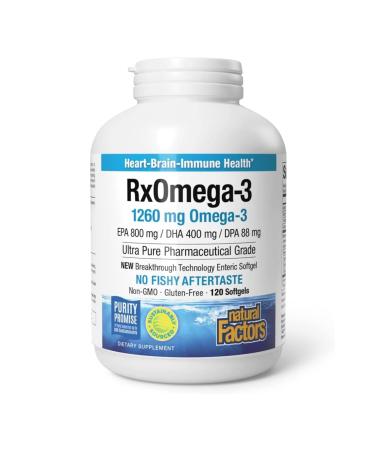 Natural Factors RX Omega-3 Fish Oil (fish oil) with EPA and DHA 120 Enteripure soft capsules laboratory tests soybreis gluten-free without genetic engineering