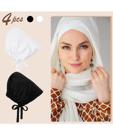 JenPen 4 Pcs Hijab Scarves for Women - Adjustable Islamic Muslim Undercap (Black and White) - Buy Online on GoSupps.com