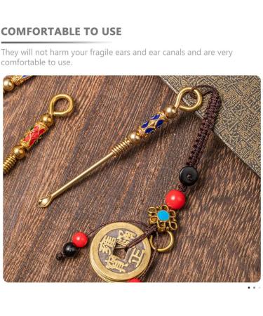 3pcs Brass Ear Wax Remover Earpick Tools - Golden Ear Cleaning Keychain Gift - Buy Online on GoSupps.com