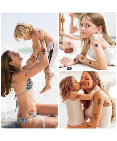 Konsait 24 Sheets Realistic Floral Temporary Tattoos - Waterproof, Long-Lasting Body Art for Women and Girls | Flower Fake Tattoos Multi-Colored Stickers | Ideal for Goodie Bags, Parties & More - Buy Online on GoSupps.com