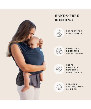 MOBY Midnight Classic Baby Wrap Carrier - 100% Cotton, One Size Fits All, Breathable and Stretchy - For Newborn to Toddler up to 33lbs - Buy Online on GoSupps.com