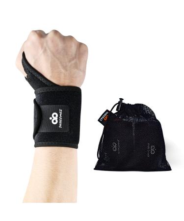 INDEEMAX 2 Pack Copper Wrist Brace Support for Carpal Tunnel, Pain Relief, Arthritis, Tendonitis, Adjustable Wrist Compression Wraps with Splint Hands, Fit for Men and Women, Black