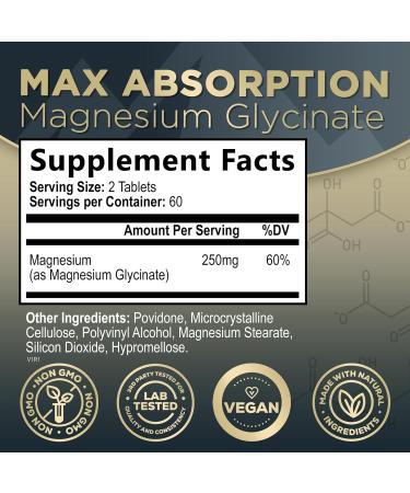Nature's Magnesium Glycinate 250mg - 100% Chelated | Bone  Muscle & Heart Health Support | Vegan  Gluten Free  Non-GMO - 120 Tablets - Buy Online on GoSupps.com
