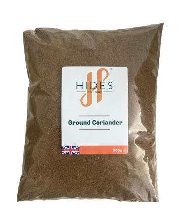 Hides Fine Foods - Ground Coriander 500g - GMO Free - Suitable for Vegetarians - Spice Staple - Indian Cooking - Southeast Asian Cuisine - Mexican Dishes - Curries