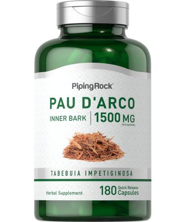 Piping Rock PAU d'Arco Bark 1500mg | 180 Capsules | Extract Supplement | Non-GMO Gluten Free