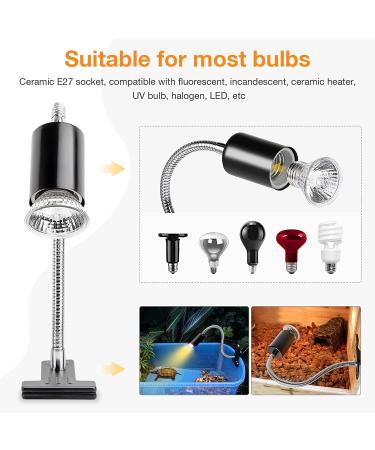 Buddypuppy Reptile Heat Lamp - 360 Rotatable Hose, Timed Heating & 2 Bulbs - Ideal for Bearded Dragons, Turtles, Lizards, Snakes - 25w/50w Bulb - Buy Online on GoSupps.com