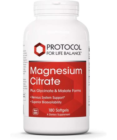Protocol for life balance Magnesium Citrate Plus Glycinate & Malate Forms - 180 Softgels