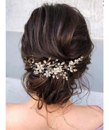 Resweky Bride Wedding Flower Hair Comb Silver Rhinestone Bridal Hair Pieces Beads Side Comb Bride Hair Accessories for Women and Girls - Buy Online on GoSupps.com