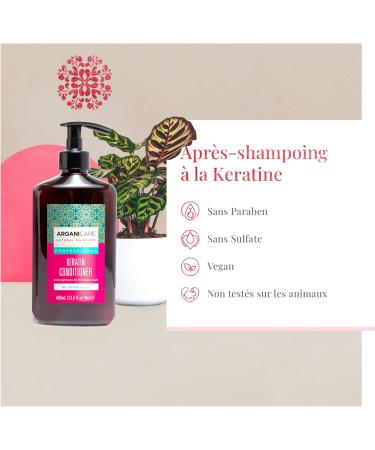 ARGANICARE | Keratin Shampoo + Conditioner | Intensely Regenerates Hair | Prevents and Treats Split Ends | Soft Silky and Shiny Hair | Made in France | 2x400ML - Buy Online on GoSupps.com