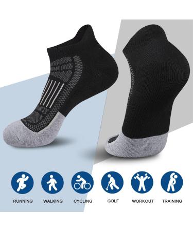 eallco Men's Low Cut Athletic Ankle Socks - Cushioned Running Tab, 6 Pack Black - Buy Online on GoSupps.com