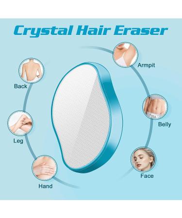 Reusable Crystal Hair Eraser for Men and Women - Painless Hair Removal Tool for Back, Arms, Legs - Magic Exfoliation Device (Blue) - Buy Online on GoSupps.com