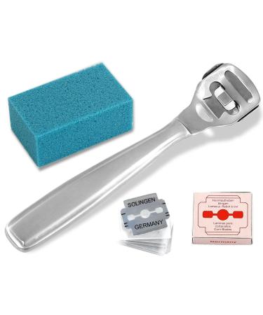 Foot care set - 10 x safety planer blades Solingen + callus planer + pumice stone pedicure set
