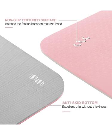 Non Slip Yoga Mat for Women - Eco Friendly Anti-Tear 1/4 Thick Pilates Fitness Mat - Home Workout Exercise Mat with Carrying Sling - Parfait Pink & Gray - Buy Online on GoSupps.com