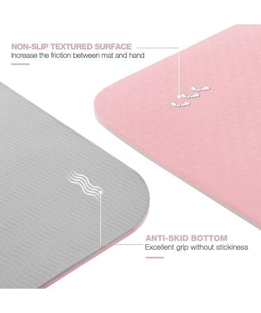 UMINEUX 1/3'' Extra Thick Non Slip Yoga Mat for Women - Eco Friendly TPE Fitness Mat - 72 x 24 - Parfait Pink & Gray - Buy Online on GoSupps.com