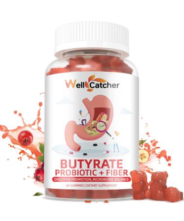 Butyrate Gummies Gut Health Supplement: Butyrate with Probiotic & Prebiotic Fiber Gummies for Women Men Sugar Free Digestive & Energy Metabolism Support Vegan Hawthorn Flavor 30 Days Supply