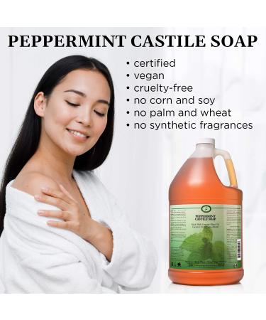 Carolina Peppermint Castile Liquid Soap 1 Gallon - Vegan & Organic Body Wash with Skin-Softening Olive Oil - Pure Peppermint Castile Soap for a Refreshing Cleanse - Buy Online on GoSupps.com