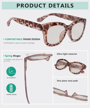 Eyekepper Oversized Progressive Readers for Women - UV Protection Multifocus Computer Glasses - Stylish Brown/Tortoise Trifocal +2.00 - Buy Online on GoSupps.com