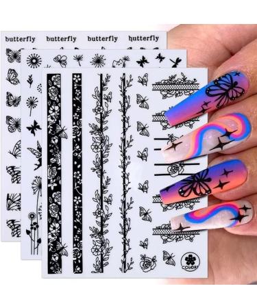 Butterfly Nail Art Stickers - 12 Sheets Self-Adhesive Nail Foils for DIY Nail Decoration - Buy Online on GoSupps.com