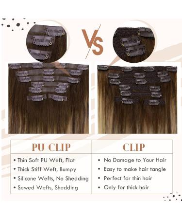 Vivien 55cm Clip-In Real Hair Extensions - 140g Light Blonde Ombre Dark Brown with Caramel Highlights - 7 Pcs 22 Inch #4/27/4 - Buy Online on GoSupps.com