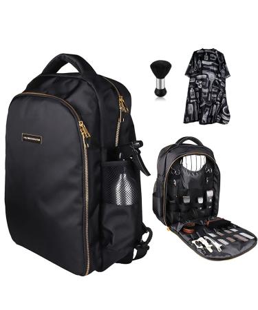Barber Supplies Backpack with 1Pcs Barber Cape&Barber Brush Barber Clippers Bag for Barber Large Capacity Pure Copper Zipper Water Proof Barber Accessories Professional Hair Cutting Kit Backpack