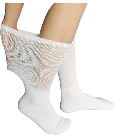 Women's Diabetic Socks 3-Pack White Crew, Loose Fit, Non-Binding, Moisture-Wicking, Cushioned Athletic Socks - Size 9-11 - Buy Online on GoSupps.com