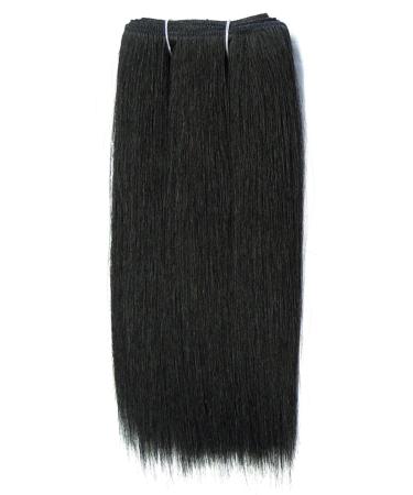 Chear Silky Yaki Straight Weft Human Hair Extension with Premium Blend Weave Number 1B Off Black 12-Inch