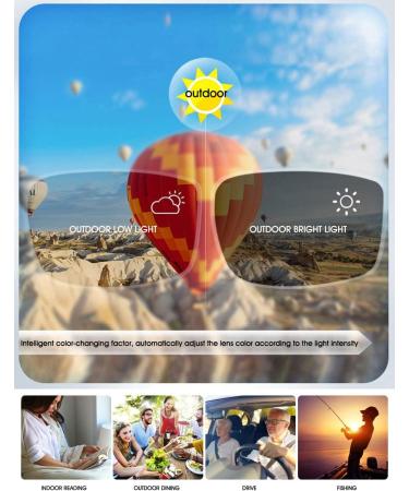 Vevesmundo Self-Tinting Blue Light Filter Glasses | Photochromic Sun Reading Glasses for Men | Metal Half-Brand Sunglasses with UV Protection - Buy Online on GoSupps.com
