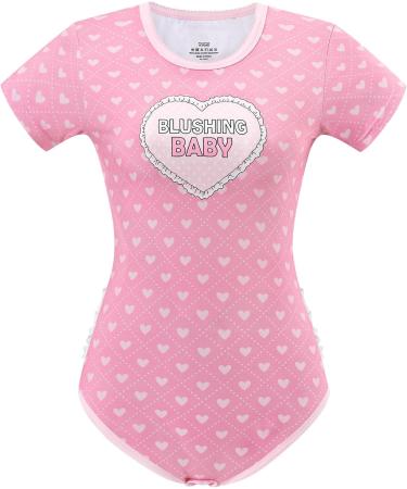 LittleForBig Cotton Romper Lace Pajamas Bodysuit - Blushing Baby Ruffle Butt Onesie Pink XS - Buy Online on GoSupps.com