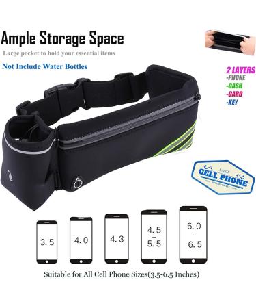 MOVOYEE Running Belt with Water Bottle Holder for iPhone 13 12 11 Pro Max Xr Xs X 8 7 6 Plus Mini/Galaxy Reflective Phone Belt Bag for Running Women Men Hydration Waist Pack Fanny Pack Runner Pouch 01-Black - Buy Online on GoSupps.com