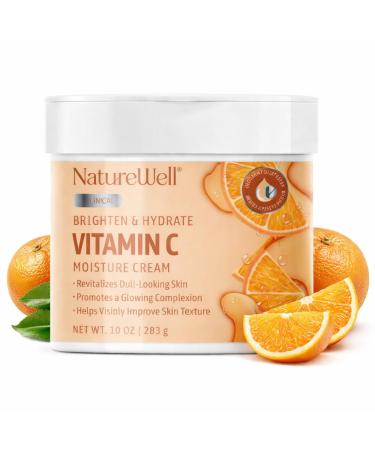 NATURE WELL Clinical Brighten & Hydrate Vitamin C Moisture Cream Skincare for Face Body & Hands Revitalizes Dull-Looking Skin Promotes A Glowing Complexion Helps Visibly Improve Skin Texture 10oz 10 Ounce (Pack of 1)