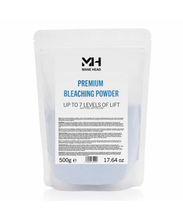 MANE HEAD Blue Premium Dust Free Bleaching Powder For Hair 7+ , Anti Yellow, Up to 7 Levels of Lift, Hair Bleach, Hair Lightener, Hair Bleach Powder -17.64 oz/500g