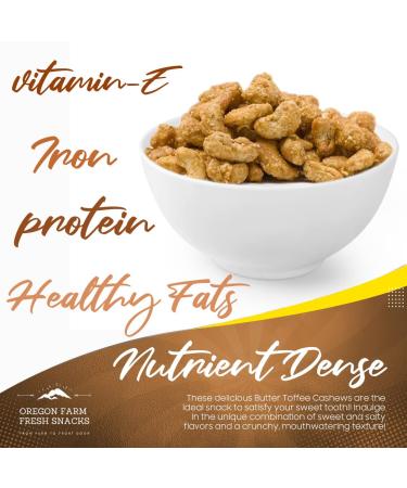 Oregon Farm Fresh Butter Toffee Cashews - 22oz Sweet and Crunchy Nut Snacks for School, Office, and Road Trips - Buy Online on GoSupps.com
