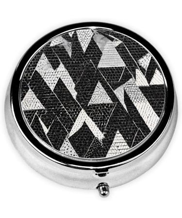 Black White Marble Round Pill Box | 3 Compartment Portable Travel Medicine Organizer - Mini Decorative Pocket Purse for Vitamins & Tablets - Buy Online on GoSupps.com