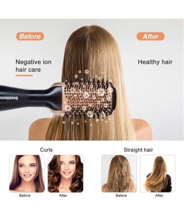 Beautimeter 3-in-1 Hot Air Brush & Hair Dryer - Ionic Volumizer for Straightening & Curling, 1000W - Black & Gold - Buy Online on GoSupps.com