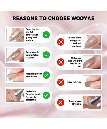 Cat Eye Press on Nails - Grey Almond with Green Glitter | 24 Pcs Handmade Fake Nails Kit for Women & Girls - Glossy Bling Salon Perfect - Buy Online on GoSupps.com