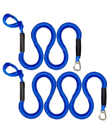 4FT+6FT Bungee Dock Line for Docking Anchor Line with Stainless Steel Clip Accessories for Boats PWC, Kayak, Watercraft,SeaDoo,Jet Ski, Pontoon, Canoe, Power Boat (Blue, 4FT&6FT) 4FT&6FT Blue