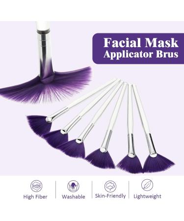 6 Pieces Fan Mask Brushes Soft Fan Facial Mask Applicator Tools Brush Makeup Brushes Cosmetic Tools with Handle for Peel Mask Makeup Women Girls (Purple Hair) - Buy Online on GoSupps.com