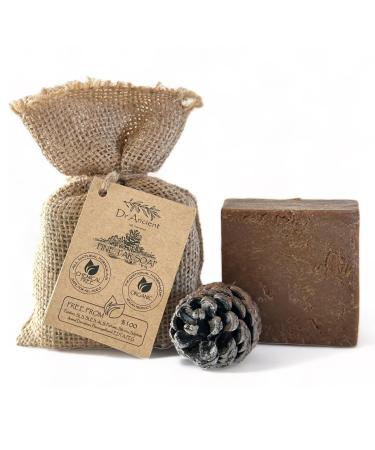 Dr.Cient black soap piece with pine harvest biological natural vegan traditional handmade antique-antifungal against acne itchy skin (140 g 1 piece) pine-tea soap
