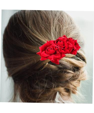 Amosfun 1pc Red Rose Hair Comb Bridal Headpieces for Wedding Flower Hair Clips for Wedding Hair Comb Bridal Hair Comb Hair Side Comb Wedding Rose Flower Hair Comb Bride Rose Color Headgear - Buy Online on GoSupps.com